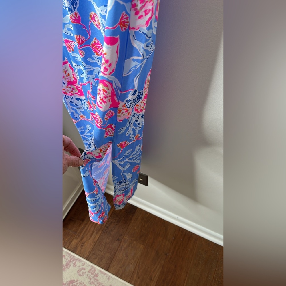 Lilly Pulitzer Helina One Shoulder Midi Blue Dress in Bahamian Rhapsody Swim, M. - Picture 9 of 14